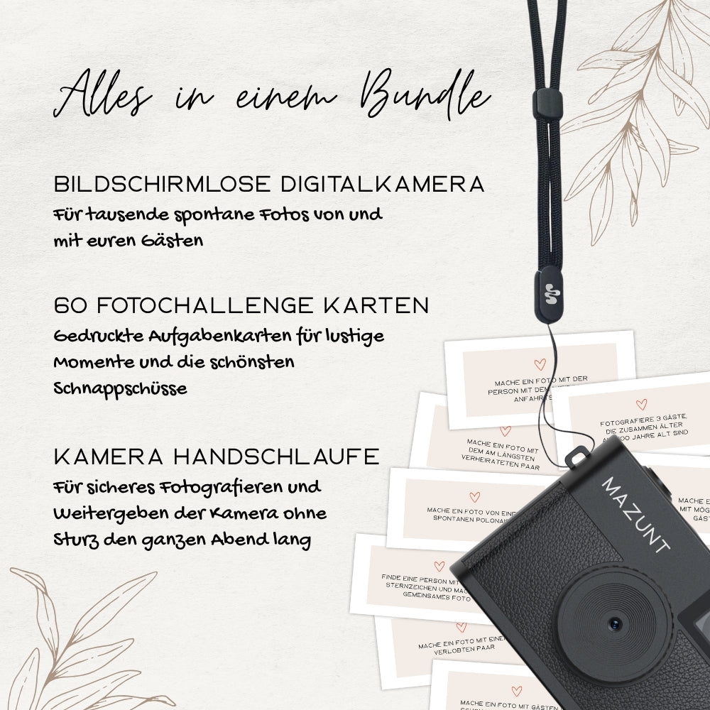 Hochzeitsbundle Kamera + Fotoaufgaben