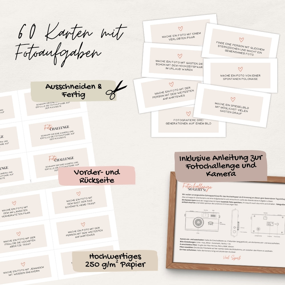 Hochzeitsbundle Kamera + Fotoaufgaben