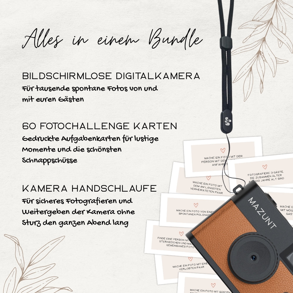 Hochzeitsbundle Kamera + Fotoaufgaben