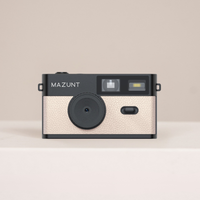 MAZUNT Retro Digitalkamera Soft Beige – Frontansicht bildschirmlose Kamera